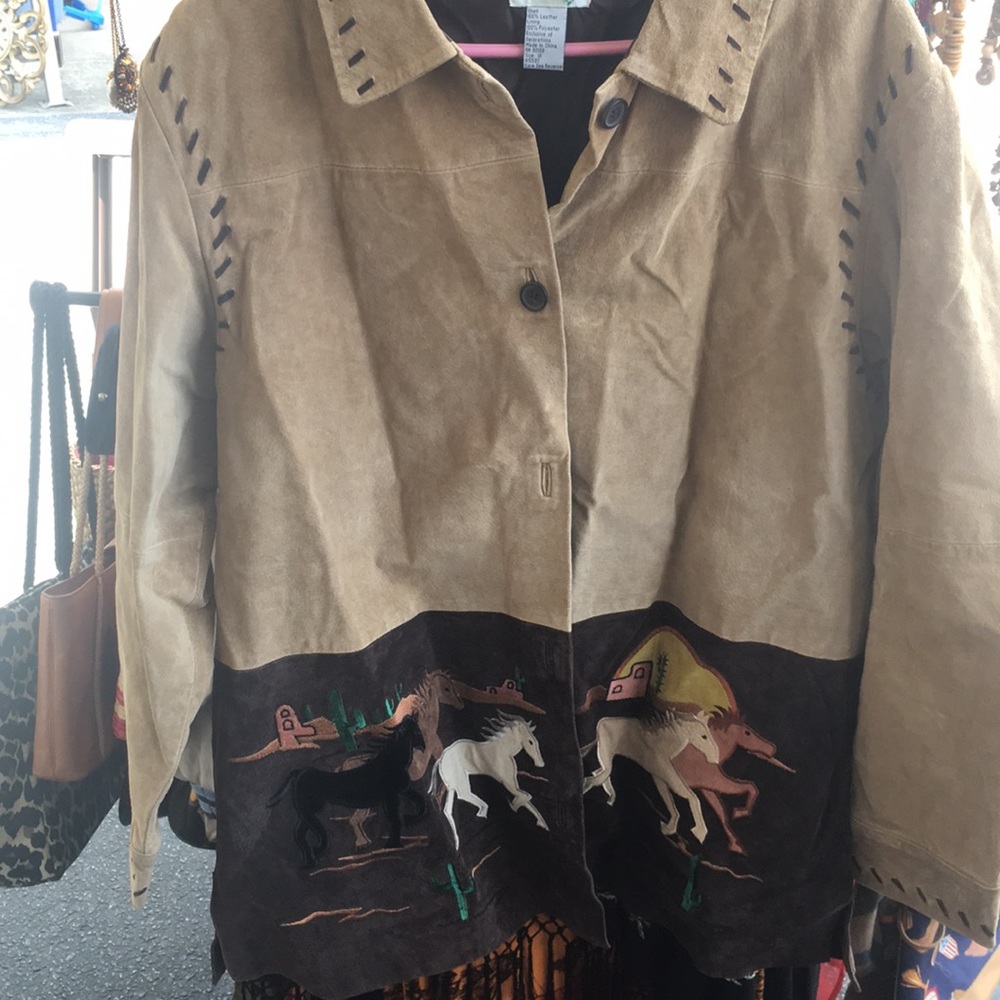 Suede coat/ horses